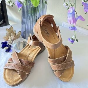 Clarks Tan Leather Sandals